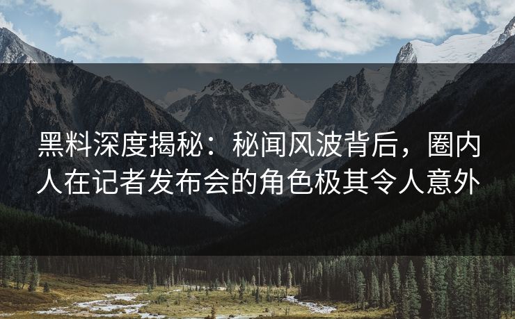 黑料深度揭秘：秘闻风波背后，圈内人在记者发布会的角色极其令人意外