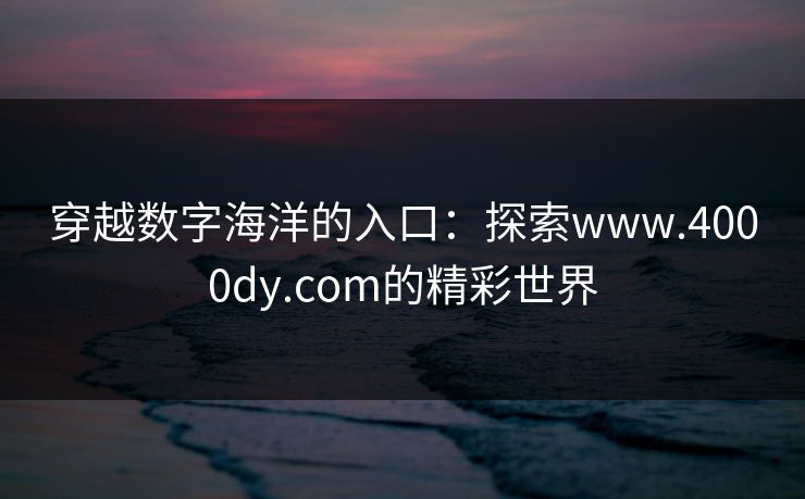 穿越数字海洋的入口：探索www.4000dy.com的精彩世界