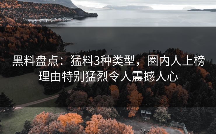 黑料盘点：猛料3种类型，圈内人上榜理由特别猛烈令人震撼人心