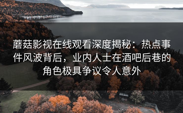 蘑菇影视在线观看深度揭秘：热点事件风波背后，业内人士在酒吧后巷的角色极具争议令人意外